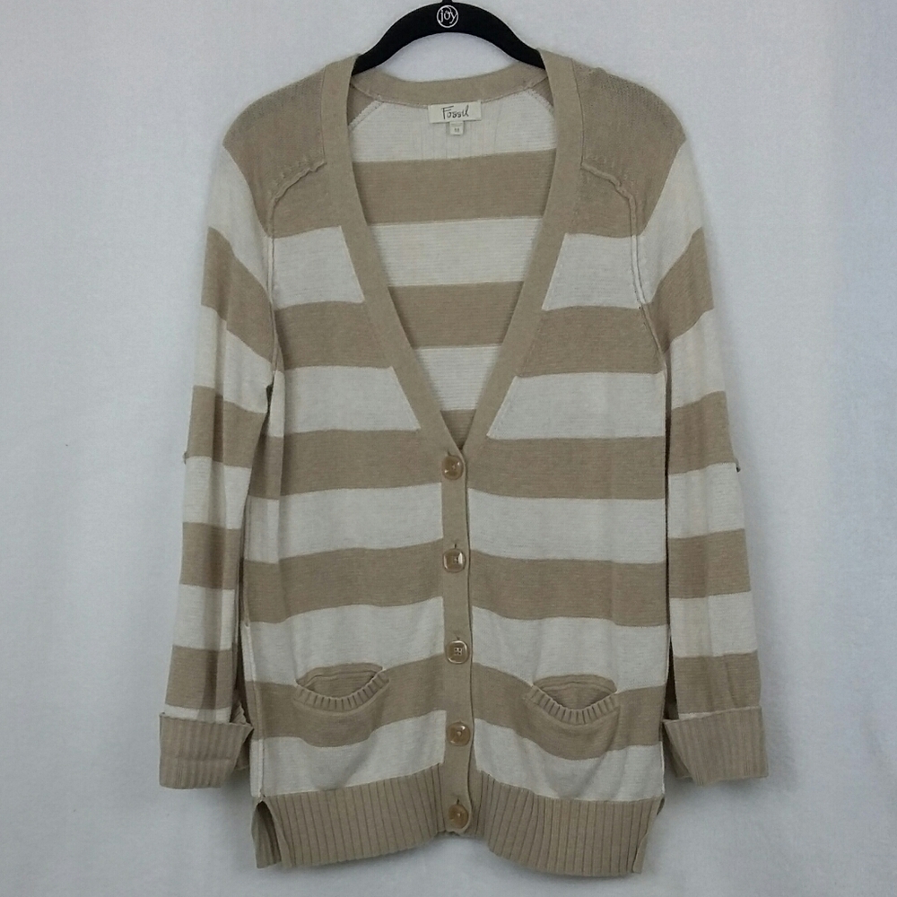 Fossil Women's Striped Button Down Cardigan sz M